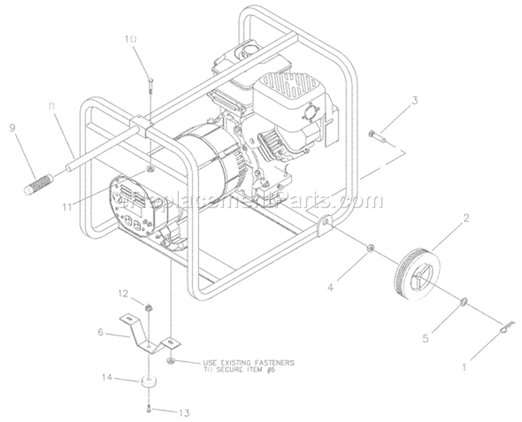 Page D Diagram and Parts List for 1653-2  Briggs and Stratton Generator